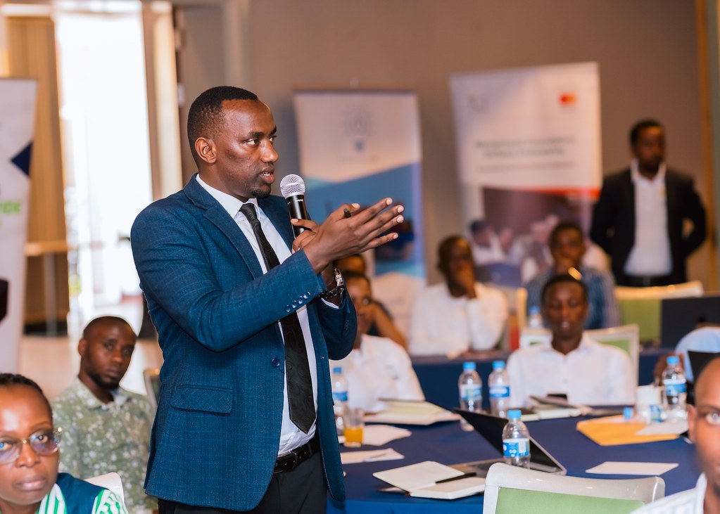 Eric Mutabazi, Refugee Technical Adviser at MINEMA, speaking during the discussions